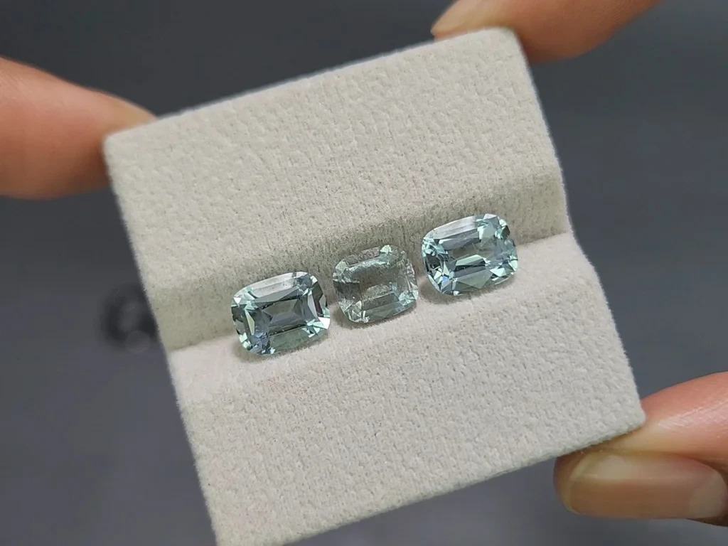 Сет аквамаринов в огранке кушон 5,43 карат, Мадагаскар Изображение №4