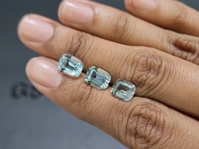 Сет аквамаринов в огранке кушон 5,43 карат, Мадагаскар photo