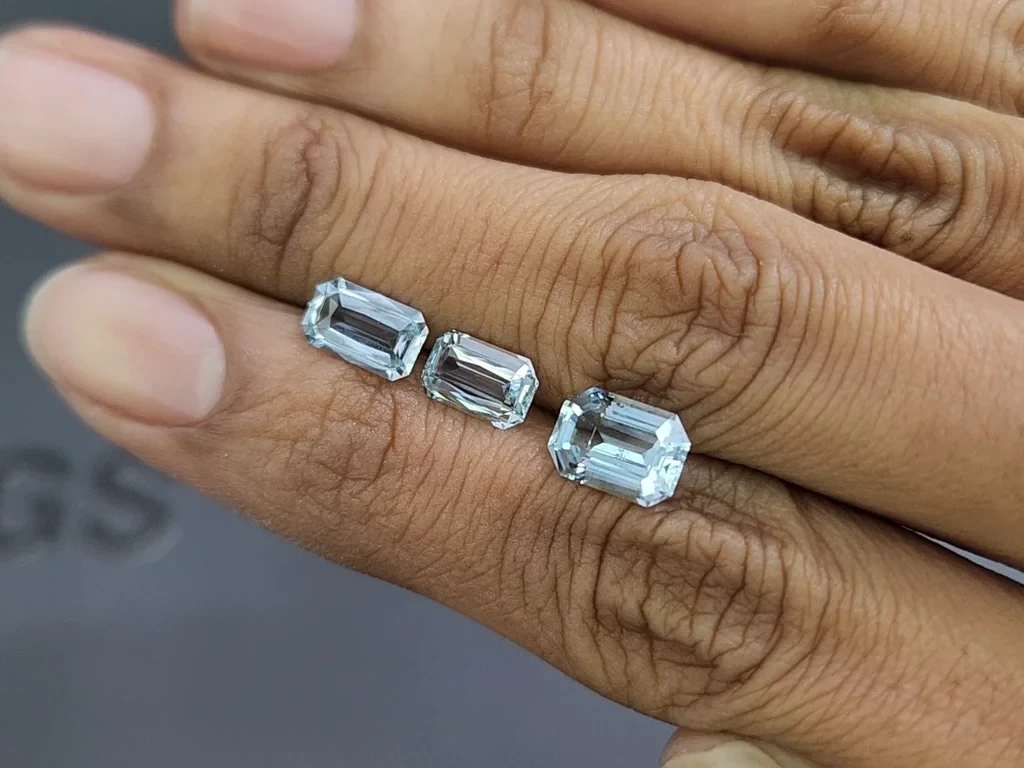 Сет аквамаринов в огранке октагон 3,24 карат, Мадагаскар Изображение №2