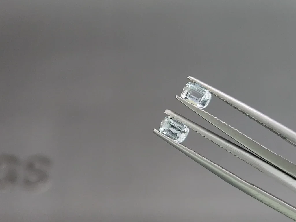 Сет аквамаринов в огранке кушон 1.22 карат, Мадагаскар Изображение №4