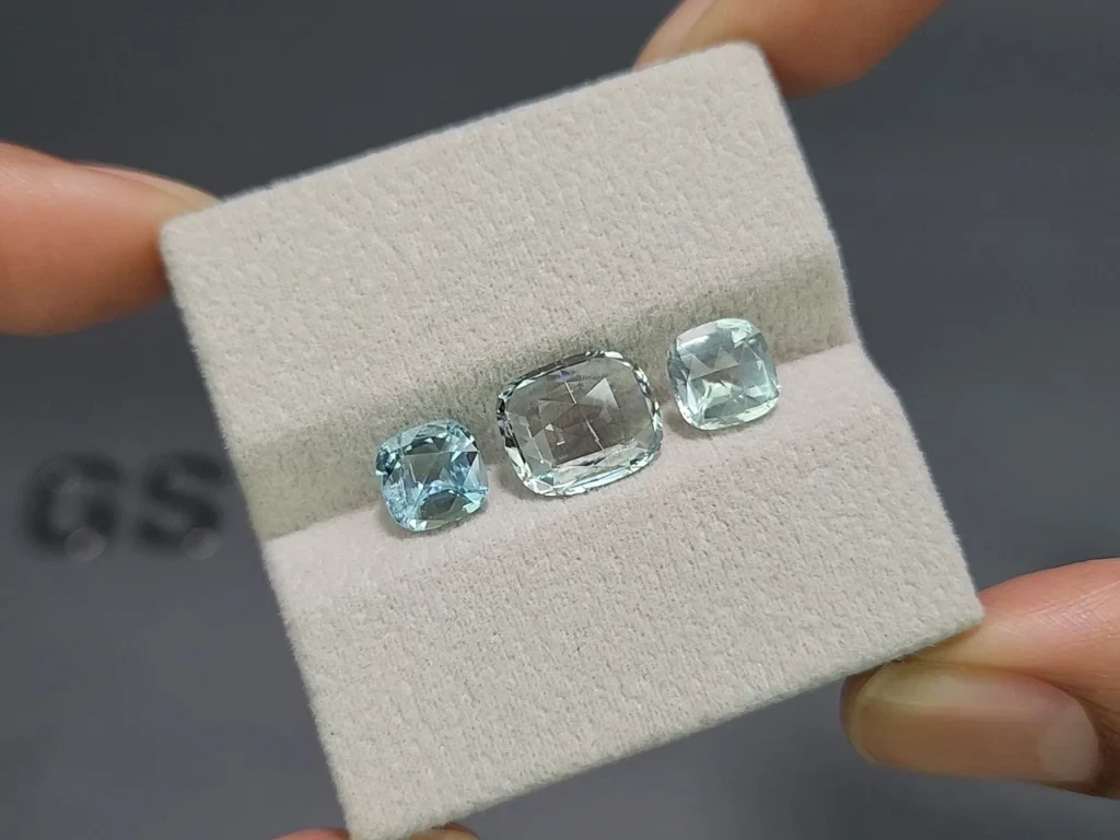 Сет аквамаринов в огранке кушон 5,14 карат, Мадагаскар Изображение №5