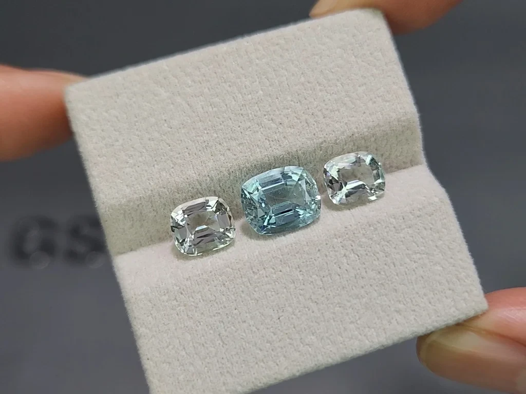 Сет аквамаринов в огранке кушон 5,23 карат, Мадагаскар Изображение №5