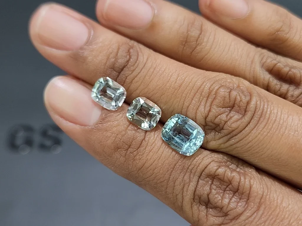 Сет аквамаринов в огранке кушон 5,23 карат, Мадагаскар Изображение №2