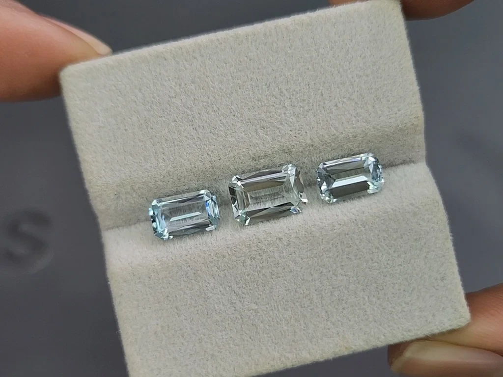 Сет аквамаринов в огранке октагон 3,15 карат, Мадагаскар Изображение №4