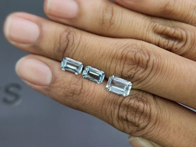 Сет аквамаринов в огранке октагон 3,15 карат, Мадагаскар photo