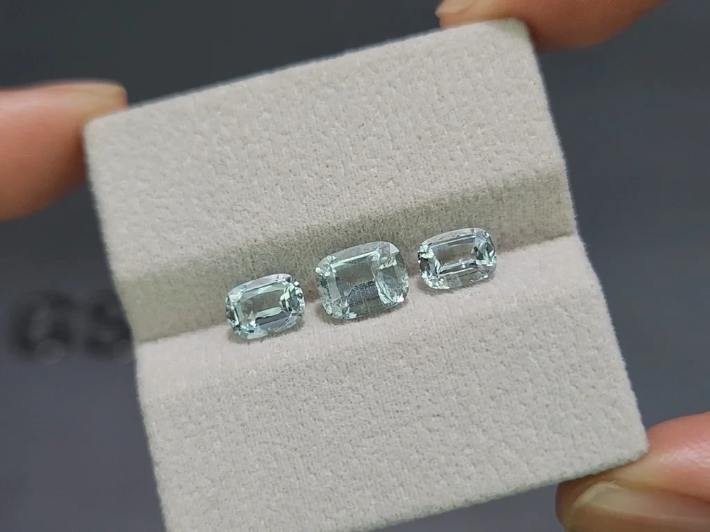 Сет аквамаринов в огранке кушон 2,81 карат, Мадагаскар Изображение №5