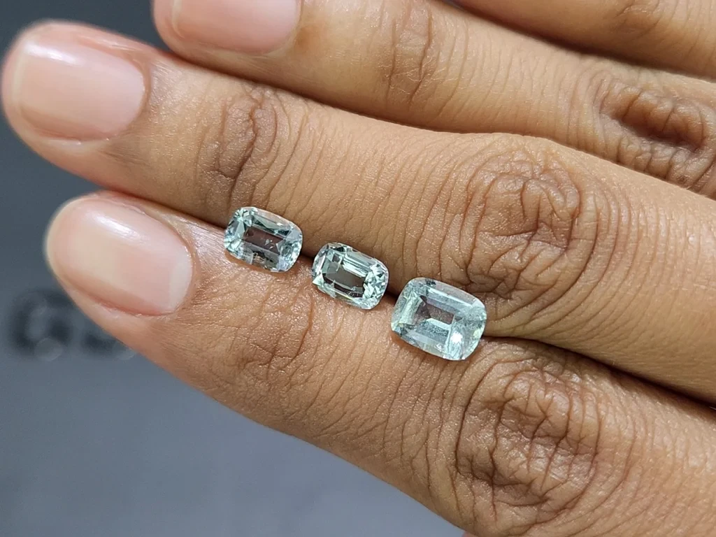 Сет аквамаринов в огранке кушон 2,81 карат, Мадагаскар Изображение №2