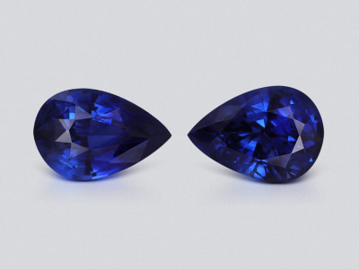 Пара сапфиров Royal Blue в огранке груша 2,83 карат, Шри-Ланка photo