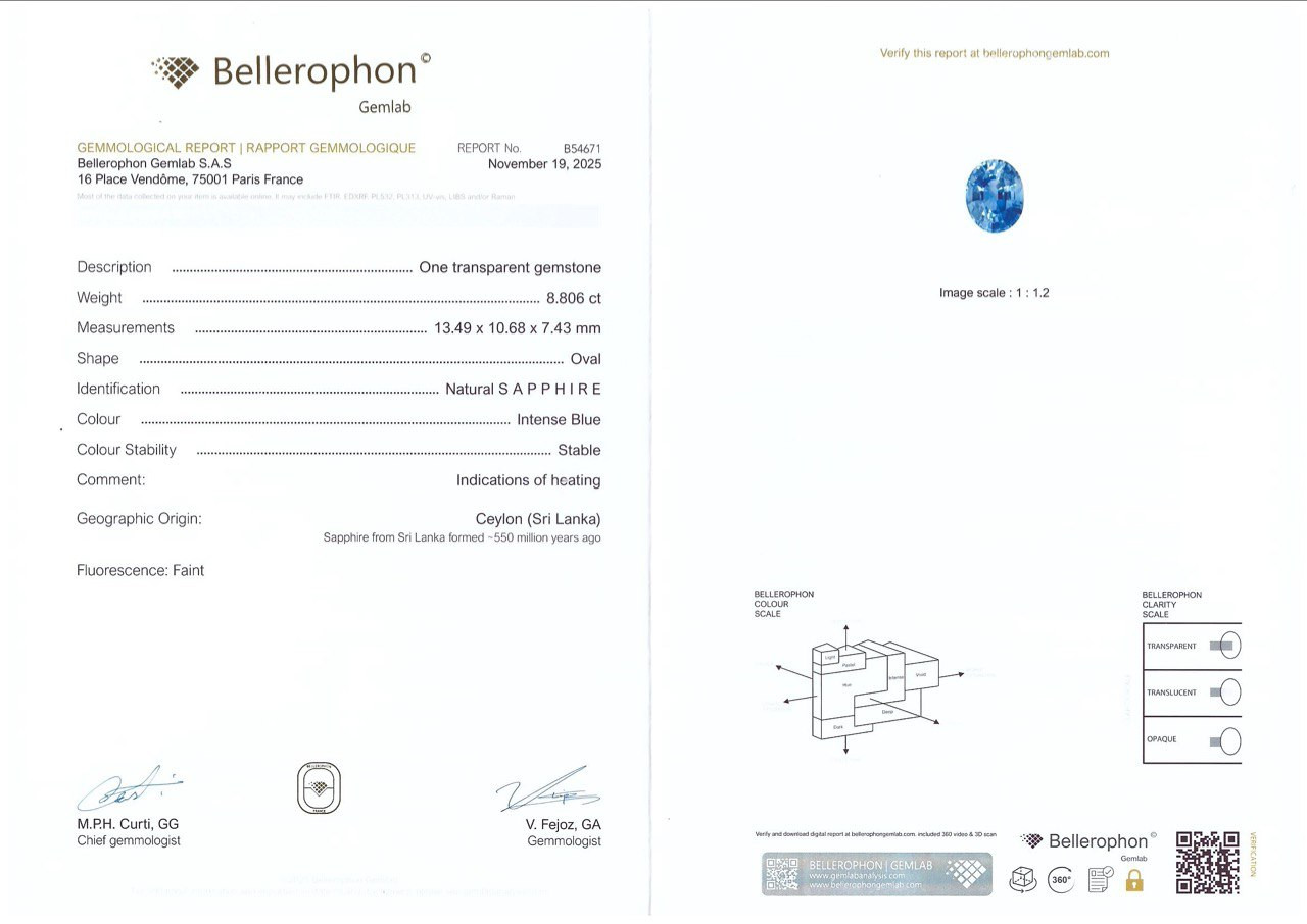 Синий Сапфир в огранке овал 8,81 карат, Шри-Ланка Изображение №6
