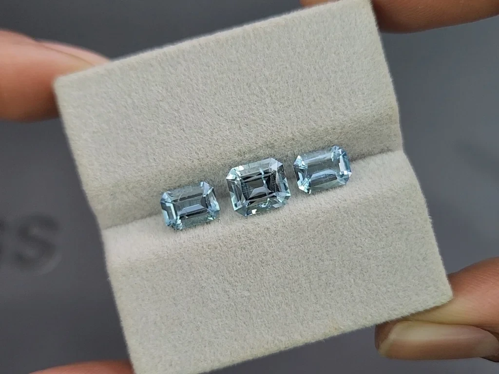 Сет аквамаринов в огранке октагон 2,96 карат, Мадагаскар Изображение №4