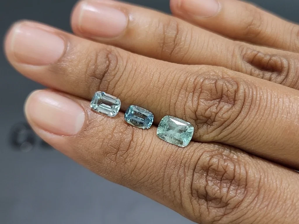 Сет аквамаринов в огранке кушон 2,52 карат, Мадагаскар Изображение №1