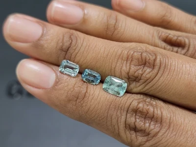 Сет аквамаринов в огранке кушон 2,52 карат, Мадагаскар photo