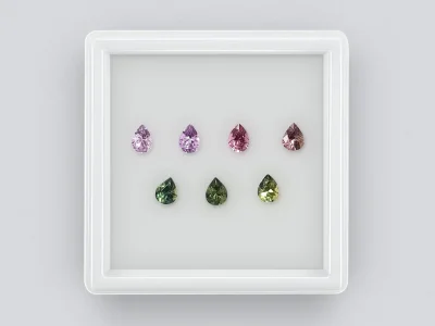 Сет калиброванных сапфиров 4,5x3,5 мм в огранке груша 1,73 карат/7 шт photo