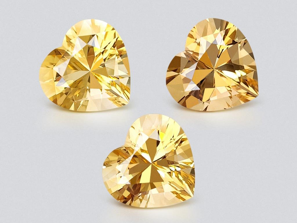 Сет из цитринов высокоточной огранке сердце 13,73 карата, Африка Изображение №1
