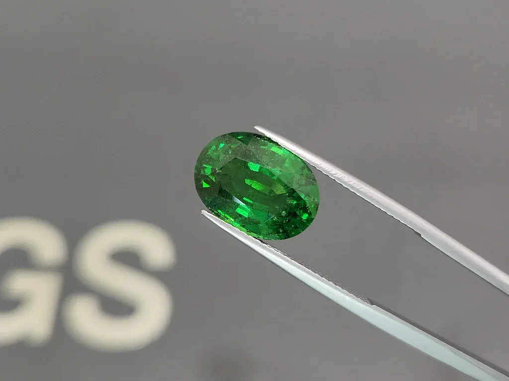 Гранат цаворит Vivid Green в огранке овал 7,04 карата, Танзания  Изображение №3