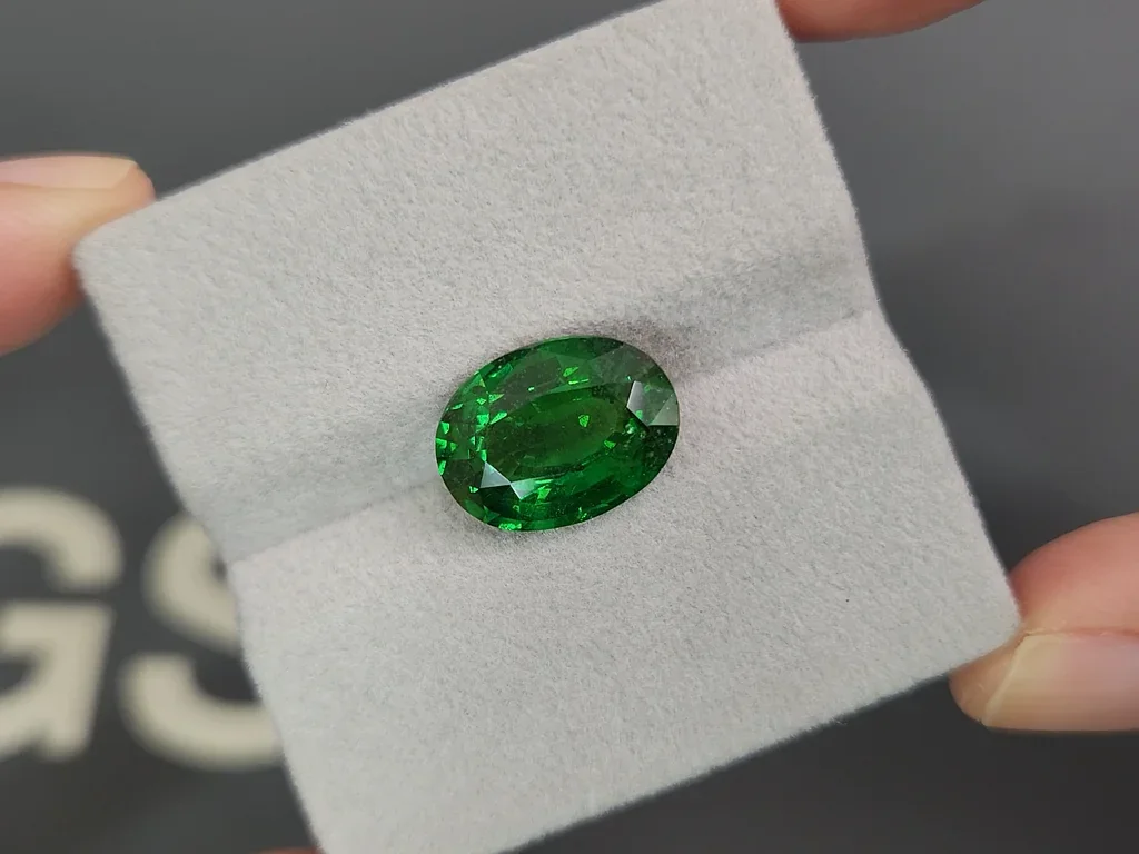 Гранат цаворит Vivid Green в огранке овал 7,04 карата, Танзания  Изображение №4