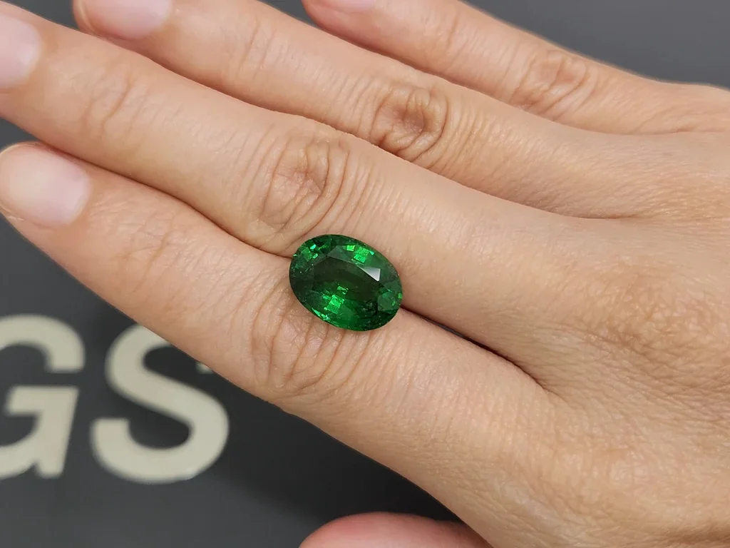 Гранат цаворит Vivid Green в огранке овал 7,04 карата, Танзания  Изображение №2