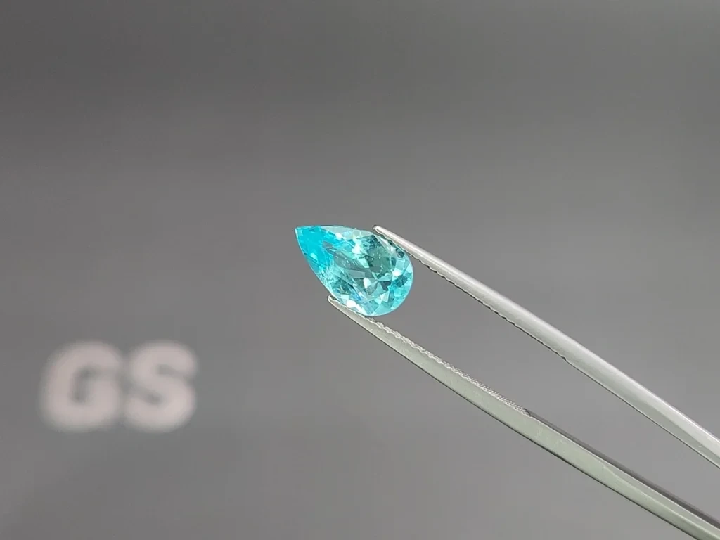 Неоново-голубой турмалин Параиба в огранке груша 1,83 карат, Африка Изображение №3