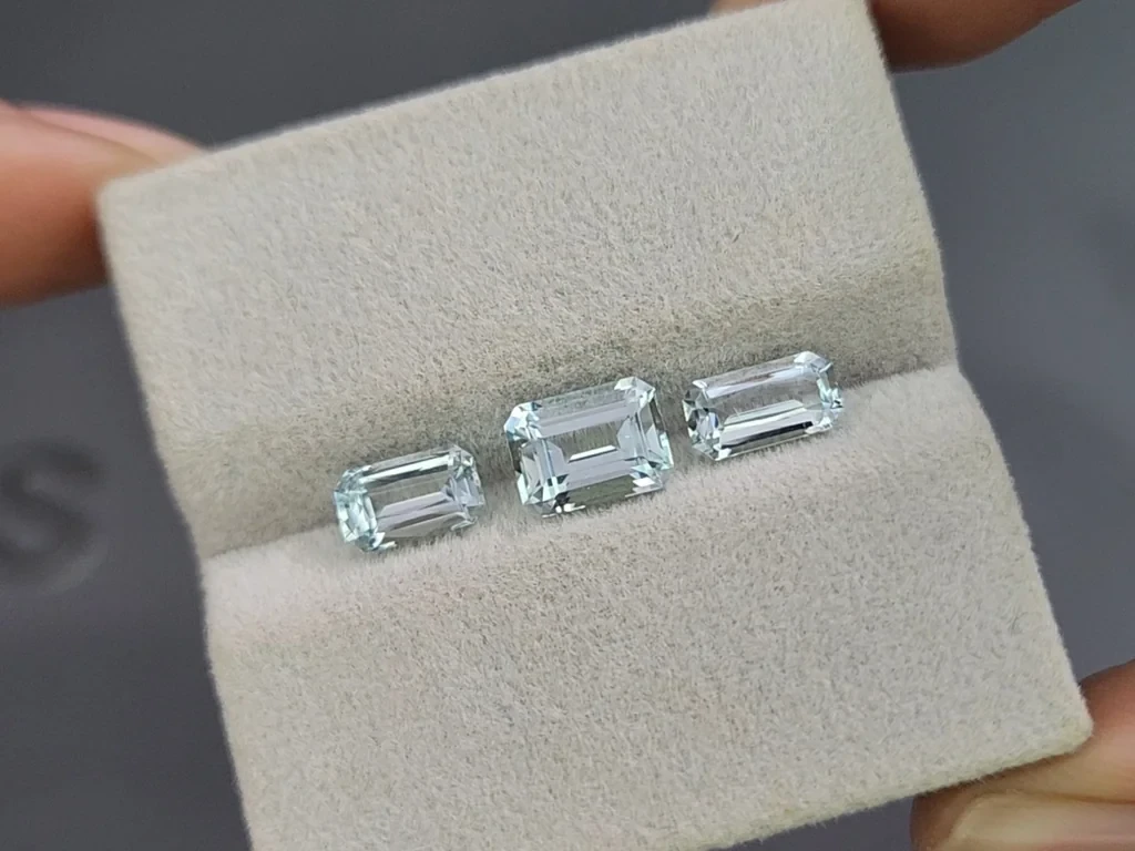 Сет аквамаринов в огранке октагон 2,87 карат, Мадагаскар Изображение №4