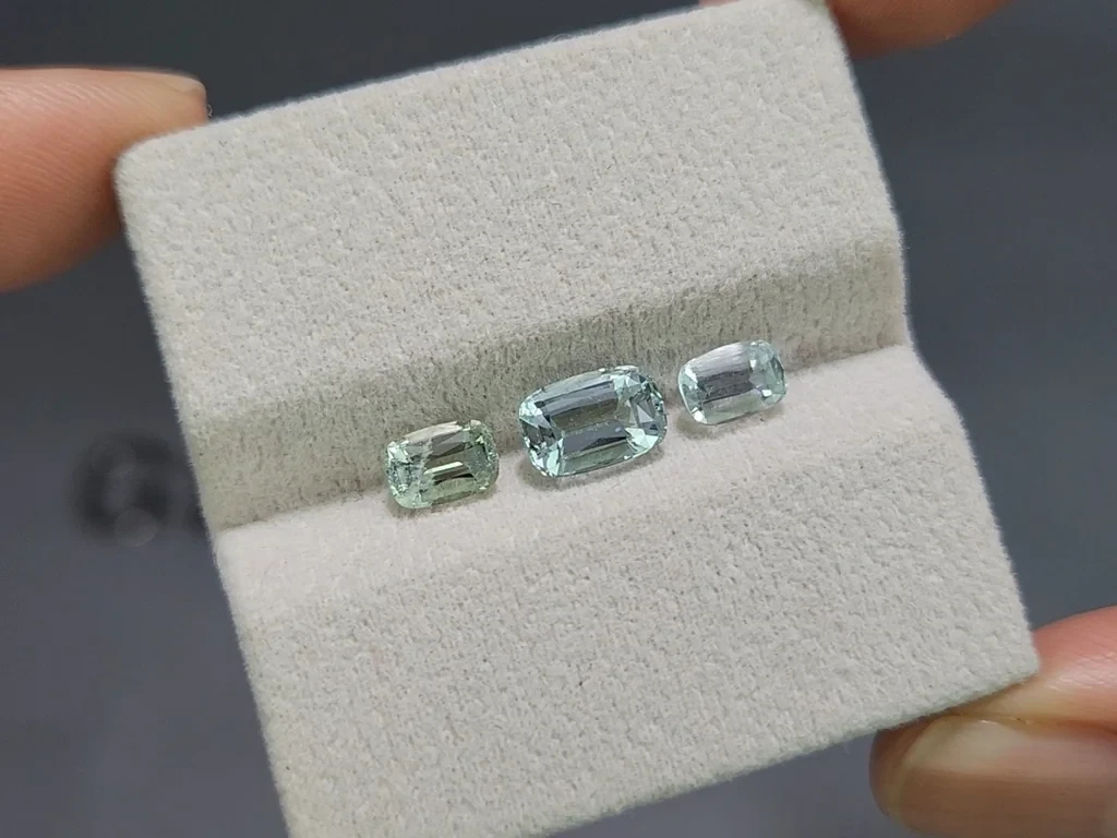 Сет аквамаринов в огранке кушон 2,35 карат, Мадагаскар Изображение №4