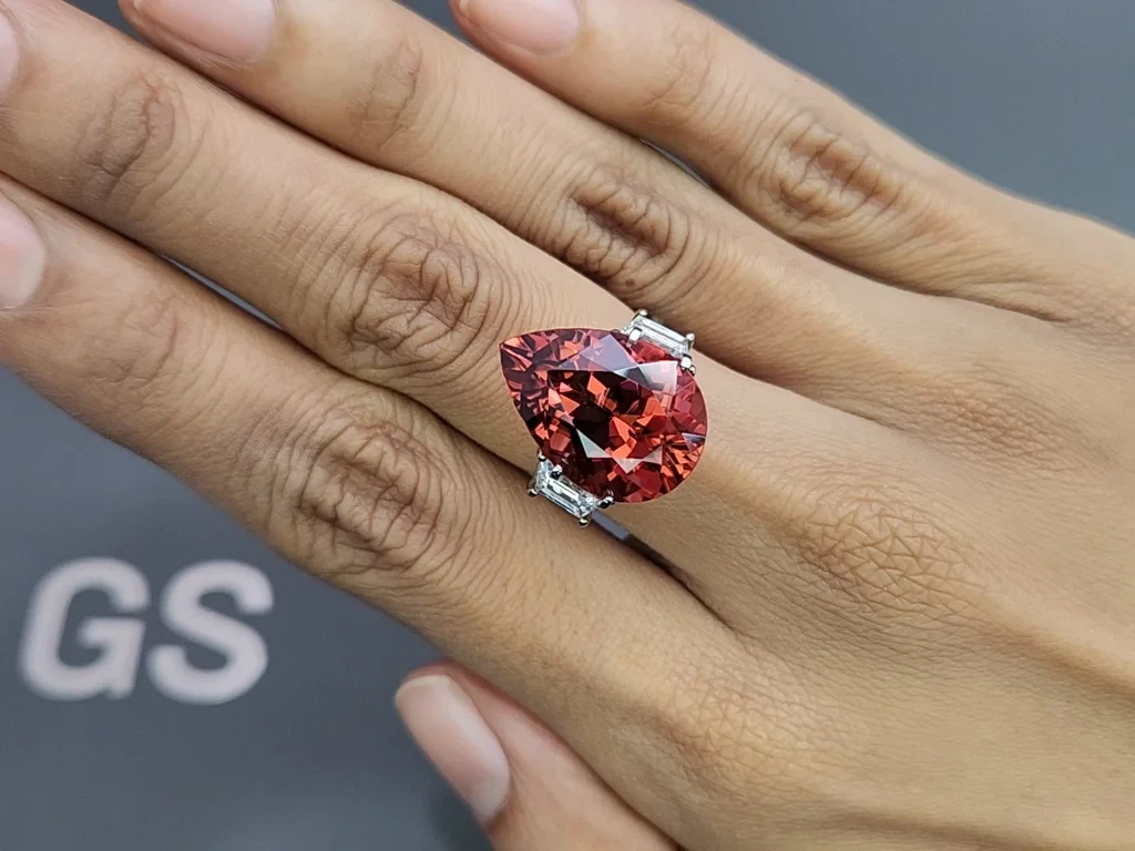 Оранжево-красный турмалин в огранке груша 13,55 карат, Африка  Изображение №5