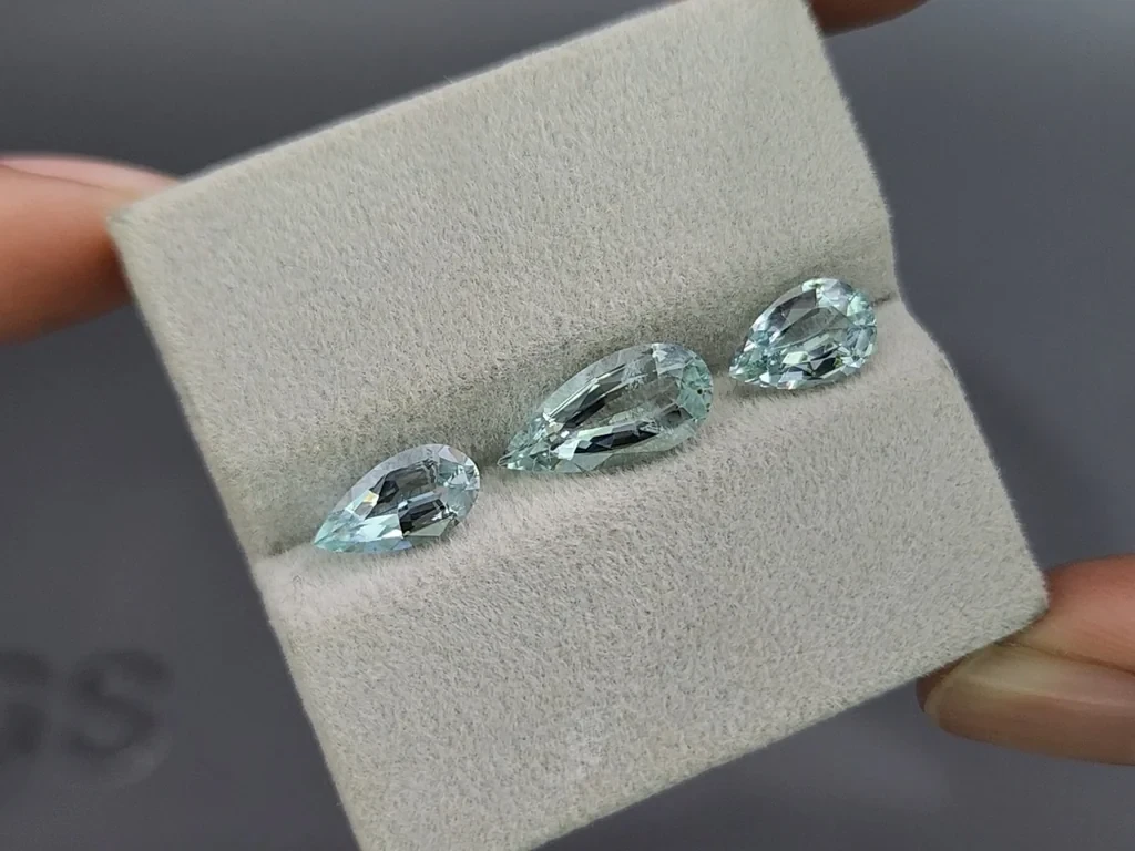 Сет аквамаринов в огранке груша 3,87 карат, Мадагаскар Изображение №5