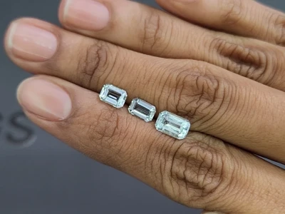 Сет аквамаринов в огранке октагон 2,63 карат, Мадагаскар photo