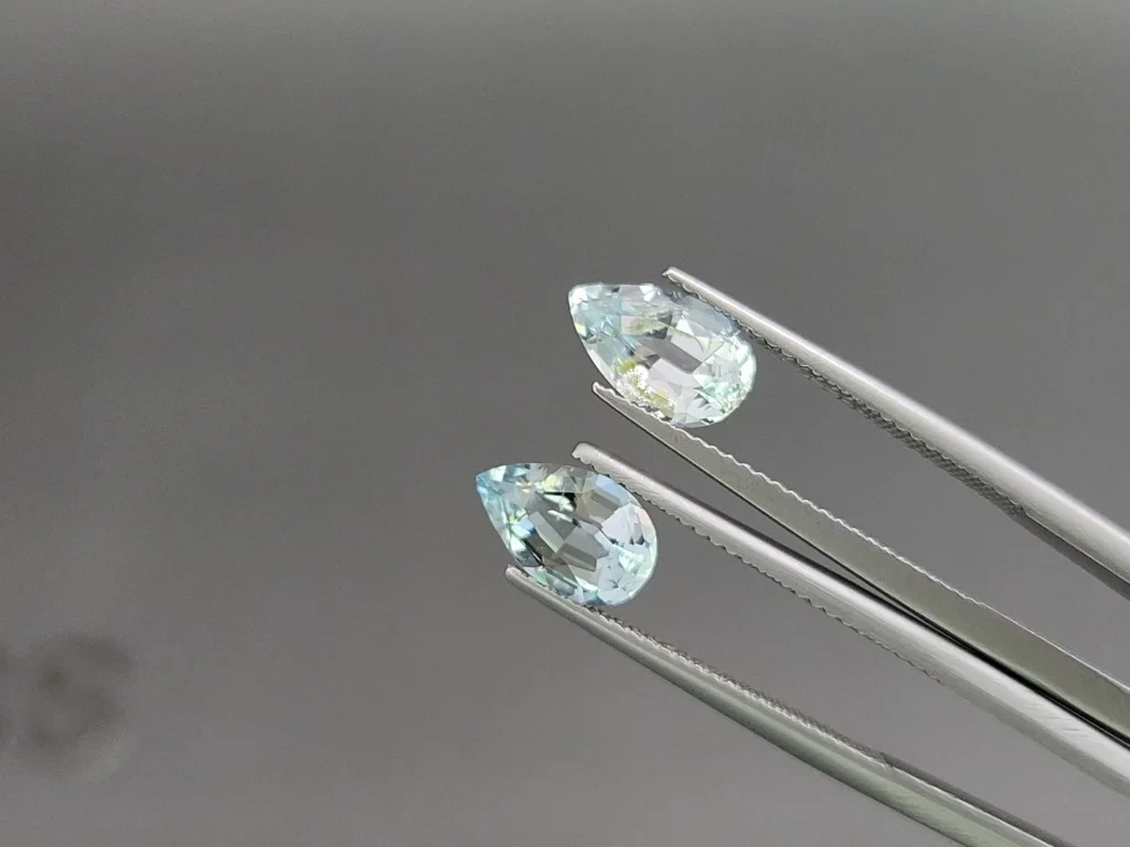 Сет аквамаринов в огранке груша 3,72 карат, Мадагаскар Изображение №4