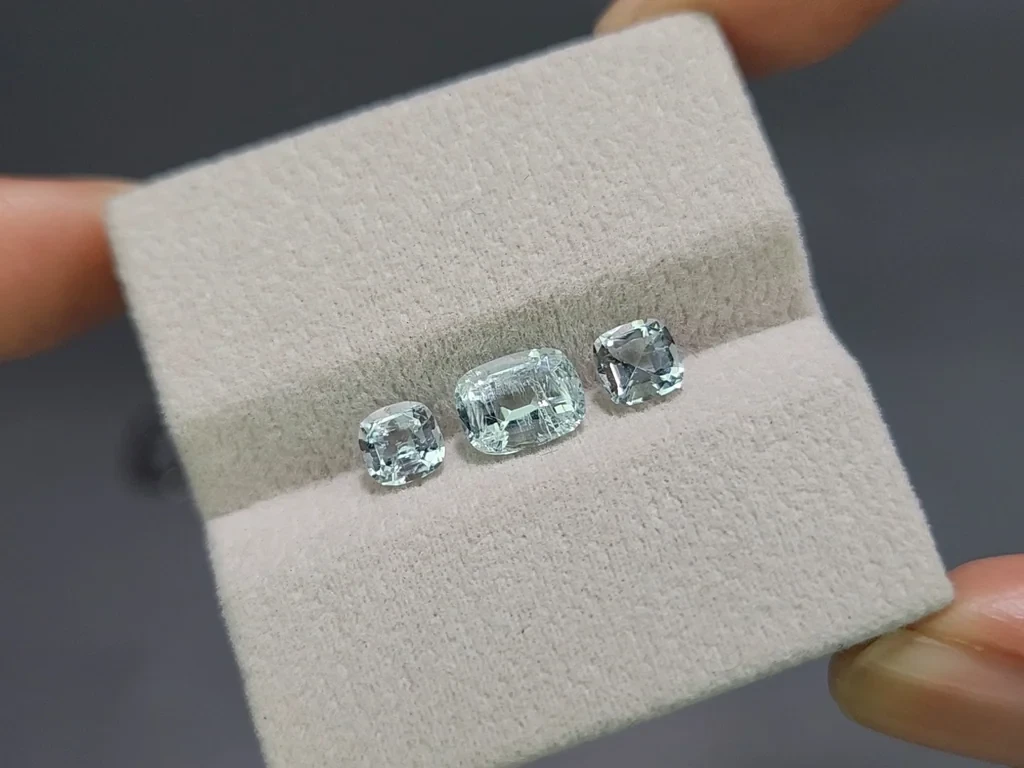 Сет аквамаринов в огранке кушон 2,20 карат, Мадагаскар Изображение №5