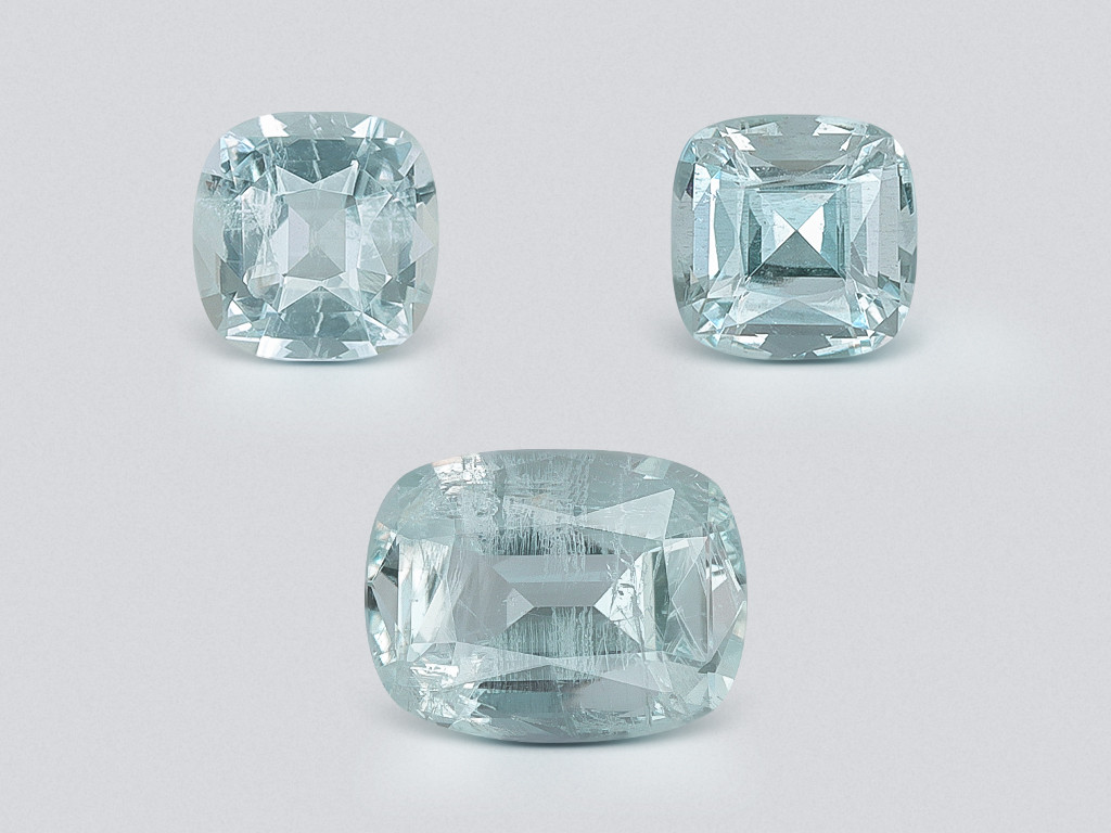 Сет аквамаринов в огранке кушон 2,20 карат, Мадагаскар Изображение №1