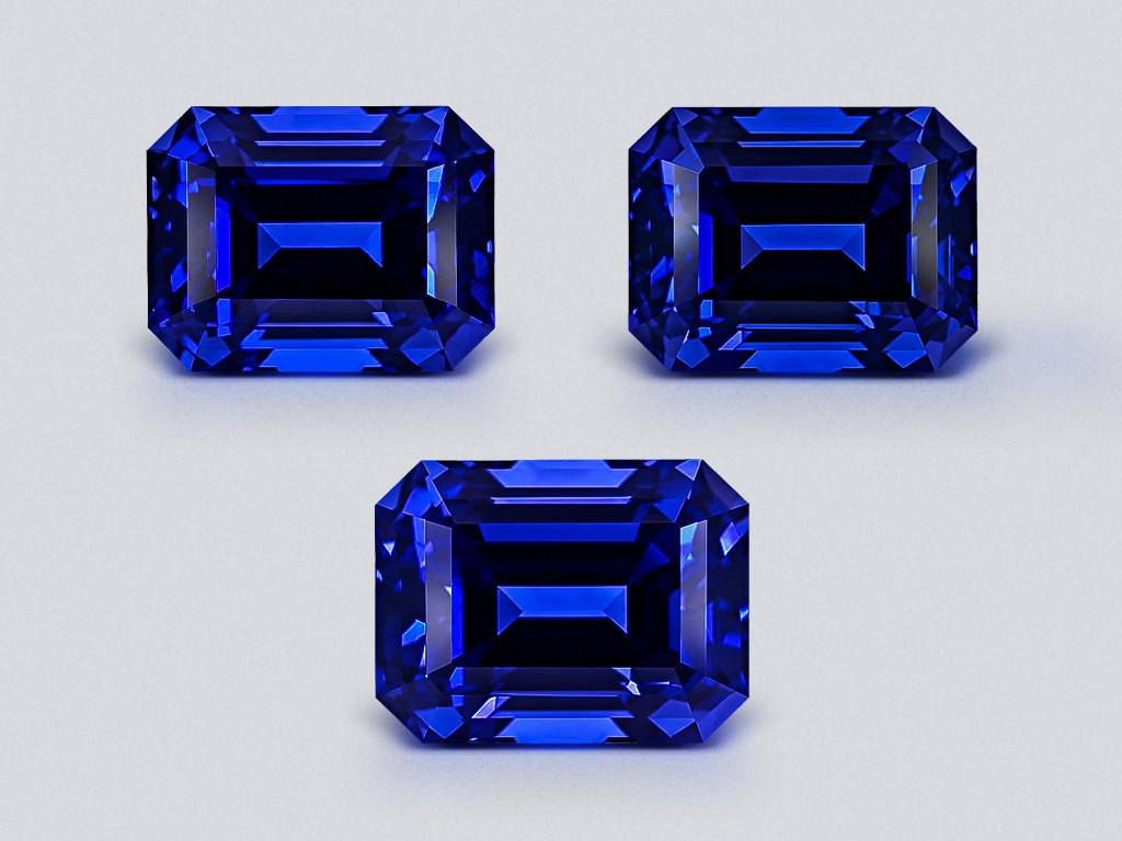 Сет из танзанитов цвета Royal Blue в огранке октагон 25,86 карат, Танзания Изображение №1