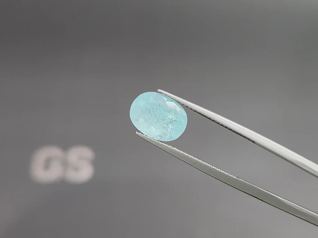 Сахарный голубой турмалин Параиба в огранке овал 3,19 карат, Мозамбик Изображение №3