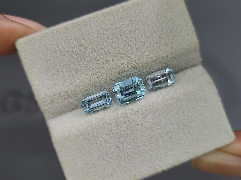 Сет аквамаринов в огранке октагон 2,54 карат, Мадагаскар Изображение №4