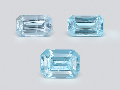 Сет аквамаринов в огранке октагон 2,54 карат, Мадагаскар photo