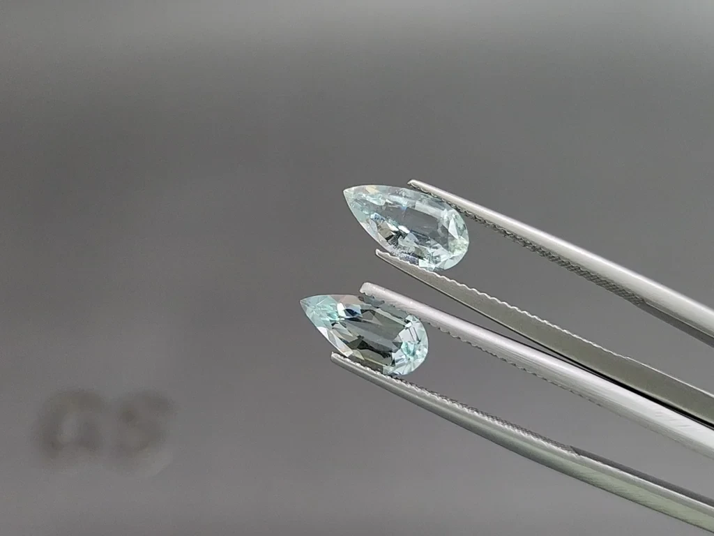 Сет аквамаринов в огранке груша 3,70 карат, Мадагаскар Изображение №4