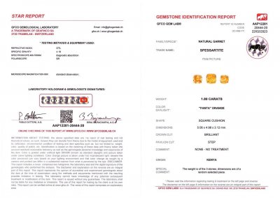 Сертификат Комплект гранатов спессартинов цвета Fanta 1,80 карат