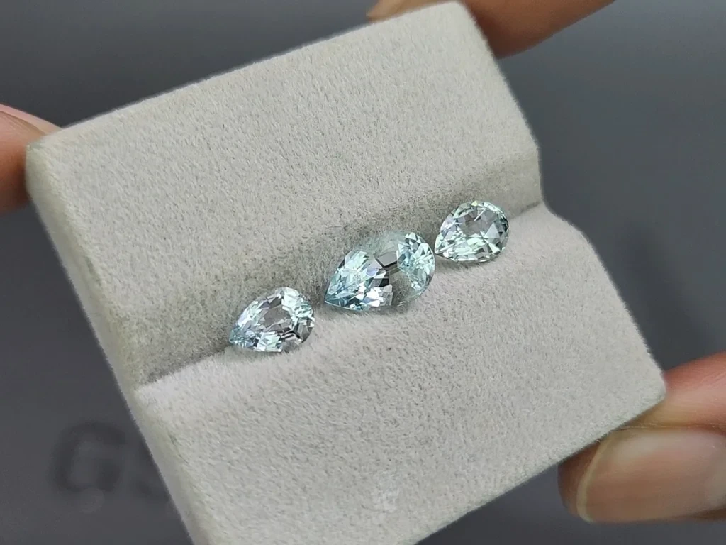 Сет аквамаринов в огранке груша 2,91 карат, Мадагаскар Изображение №4