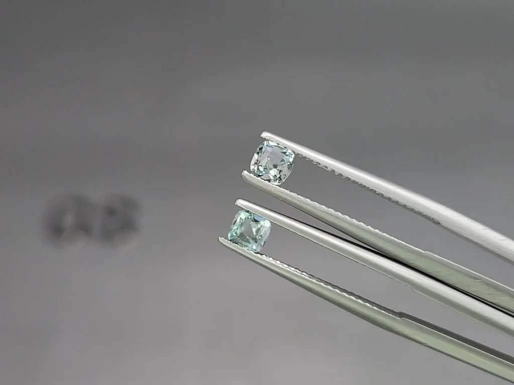 Сет аквамаринов в огранке кушон 1,65 карат, Мадагаскар Изображение №4