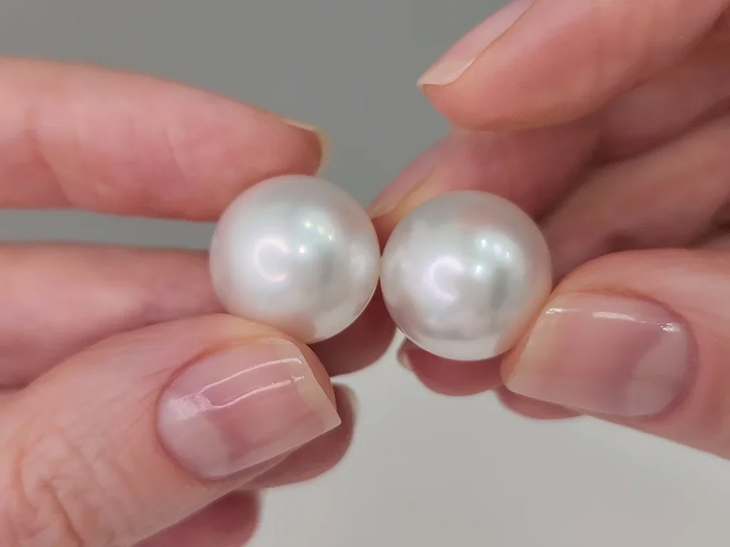 Пара крупных жемчужин Южных морей 15,8 мм топового качества, Австралия Изображение №4