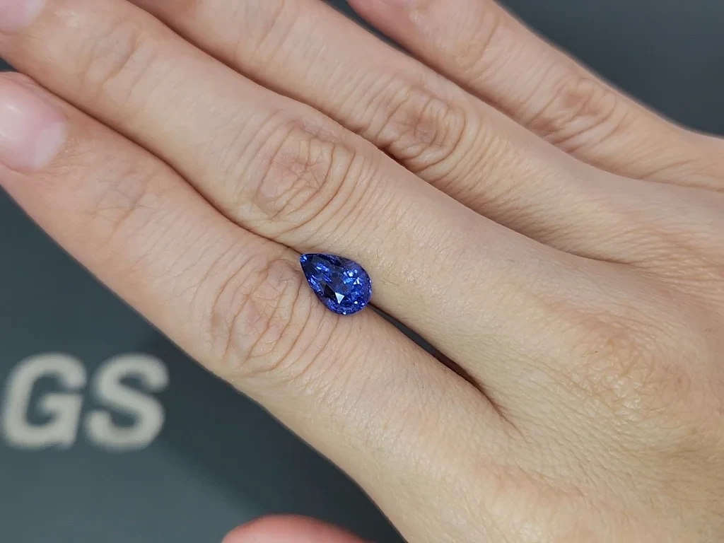 Сапфир Cornflower Blue в огранке груша 2,54 карат, Шри-Ланка Изображение №2