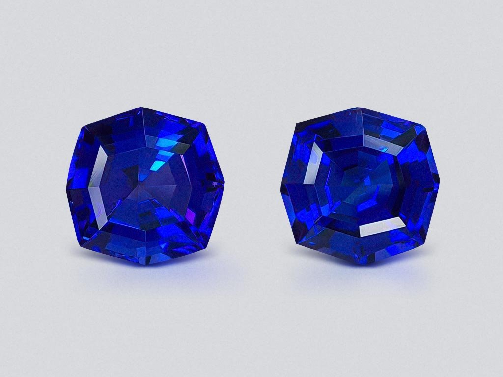 Пара танзанитов цвета Royal Blue 29,70 карат в фантазийной огранке, Танзания Изображение №1