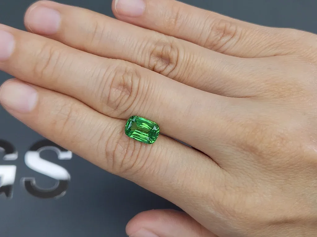 Гранат цаворит Intense Green в огранке кушон 3,26 карата, Танзания  Изображение №2