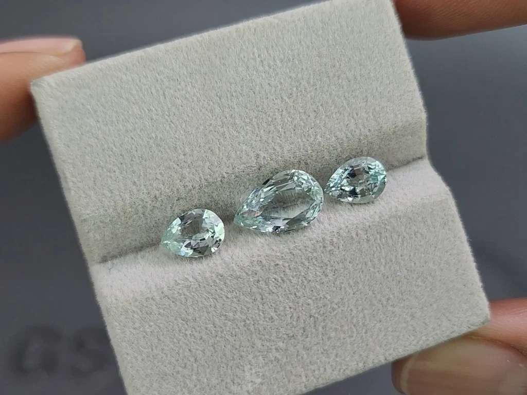 Сет аквамаринов в огранке груша 2,83 карат, Мадагаскар Изображение №5