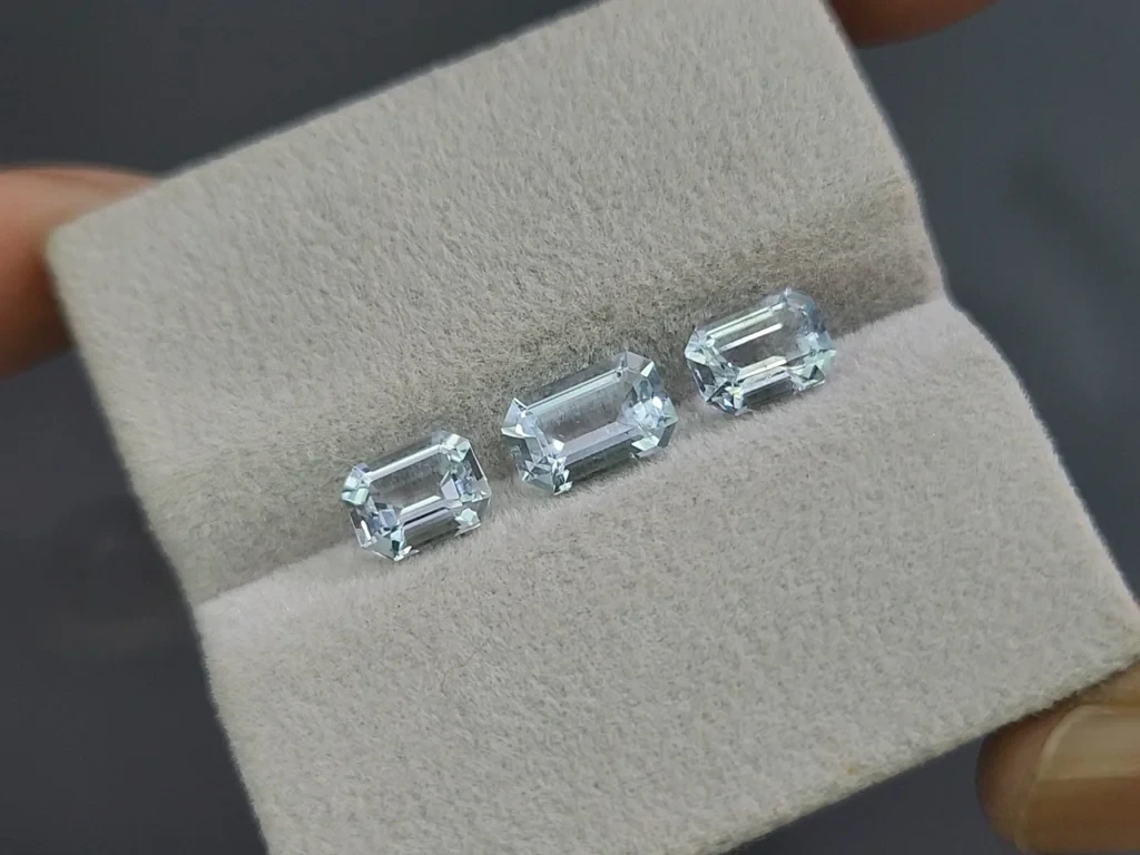 Сет аквамаринов в огранке октагон 2,87 карат, Мадагаскар Изображение №5