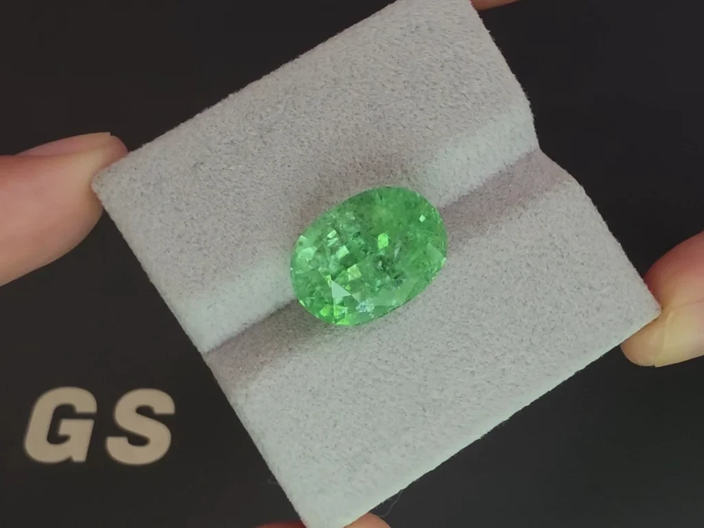 Лот №3. Турмалин Параиба Neon green в огранке овал 12,12 карат, Мозамбик  Изображение №4