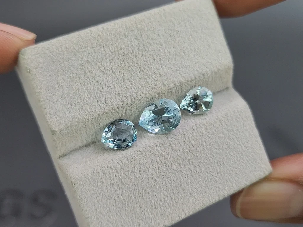 Сет аквамаринов в огранке груша 2,78 карат, Мадагаскар Изображение №5