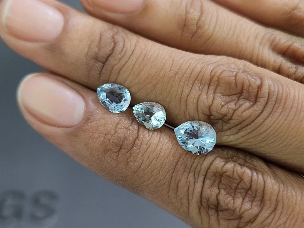 Сет аквамаринов в огранке груша 2,78 карат, Мадагаскар Изображение №2