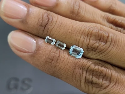 Сет аквамаринов в огранке октагон 1,46 карат, Мадагаскар photo