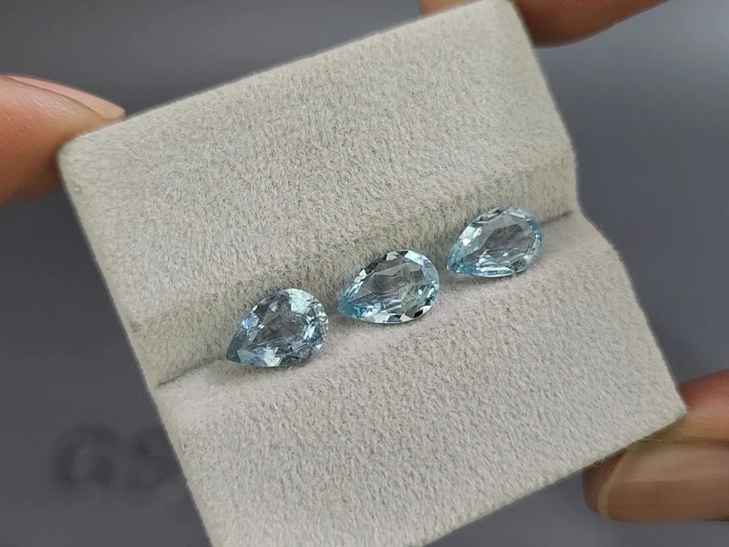 Сет аквамаринов в огранке груша 2,72 карат, Мадагаскар Изображение №3
