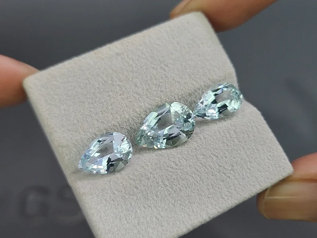 Сет аквамаринов в огранке груша 7,33 карат, Мадагаскар Изображение №5